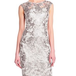 Adrianna Pappell Lace Sheath Dress - Light Mink